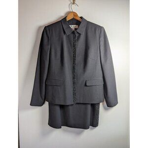 Vintage Oleg Cassini Skirt Suit Womens Size 14 Career Formal Set Office Wool 90s